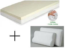COLCHÓN VISCOELÁSTICO "MEMORY" CON FUNDA + ALMOHADA VISCOELÁSTICA 75 cm.